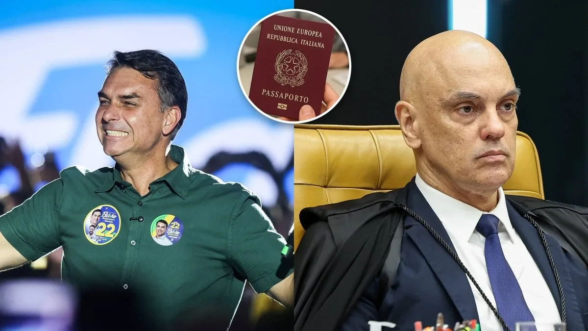 Flávio Bolsonaro e Alexandre de Moraes com passaporte italiano
